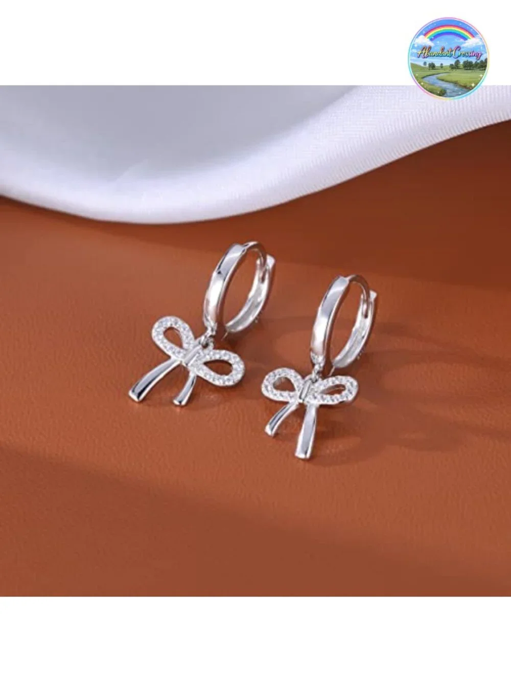 925 Sterling Silver Bow Drop Hoop Earrings for Women
